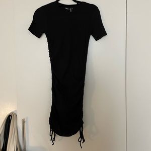 Zara cinched sides body con mini dress in black NWT